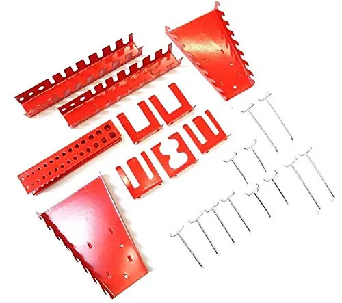 Kreher Werkzeughalter Sortiment 22-teilig - Lochwände – Praktisches Set aus robustem Metall für eine strukturierte und individuelle Werkzeugaufbewahrung an Euro-Lochwand, ideal für Werkstätten oder Garagen.