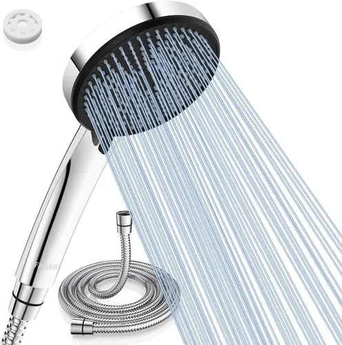 Hochdruck Duschkopf Handbrause mit 5 Strahlarten - Duschbrausen & -köpfe - Effiziente Turbo-Technologie für erhöhten Wasserdruck und bis zu 49% Wasserersparnis, ideal für ein komfortables Duscherlebnis.
