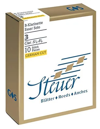 Steuer Blatt BB-Klarinette Solo White Line 3 - 10er-Packung - Blätter für Holzblasinstrumente, Deutscher Schnitt für flexible Gestaltung und hervorragende Robustheit, ideal für professionelle Klarinettisten.