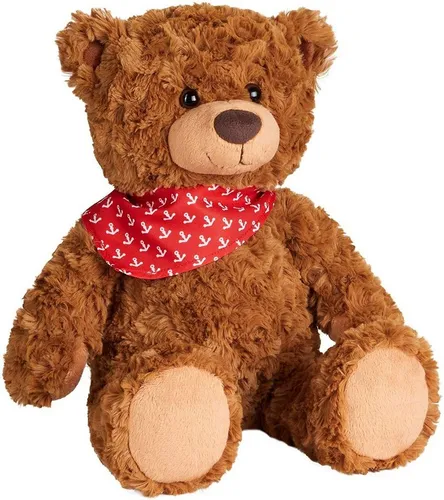 BRUBAKER Kuscheltier Teddy Plüschbär mit Anker Halstuch Blau oder Rot (1-St), 42 cm - Vintage Teddybär Kuscheltier mit weichem Fell - Stofftier Bär