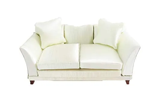Melody Jane Puppenhaus Klassisch Creme Sofa & Kissen Miniatur 1:12 Wohnzimmer Möbel