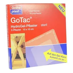 Gotac Hydrogel-Pflaster L 10x10 cm - Steril, 5 St - Pflaster für schnelle Wundheilung, spendet Feuchtigkeit und fördert die Regeneration der Haut.