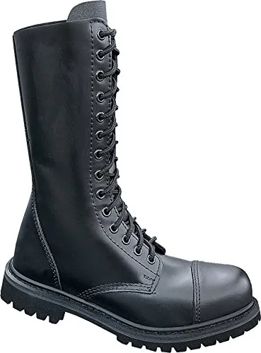 Brandit Boot Uni Phantom 14-Loch schwarz - EU44 - Wanderschuhe aus 100% Echtleder mit stabiler Stahlkappe und geschraubter, genähter Gummisohle. Ideal für jedes Gelände und stylisch auf Festivals.