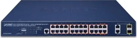 4-Port GE 802.3bt + 20-Port GE 802.3at Switch in blau von Planet