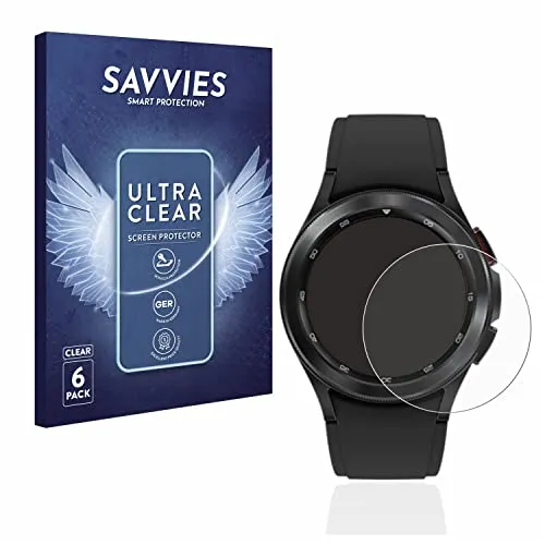 Savvies 6 Stück Schutzfolie für Samsung Galaxy Watch 4 Classic (42mm) Displayschutz-Folie Ultra-Transparent