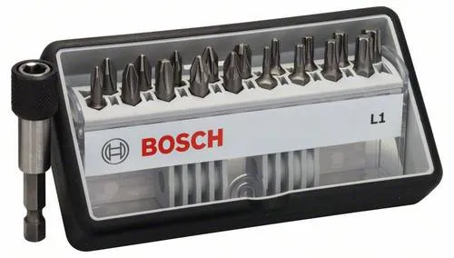 Bosch Schrauberbit-Set Robust Line L Extra-Hart 18+1-teilig - Bit-Set für vielseitige Schraubarbeiten, aus extra hartem S2-Stahl mit optimierter Torsionszone für hohe Drehmomentaufnahme und langlebige Leistung. Kommt in praktischer Staubox für sicheren Transport.