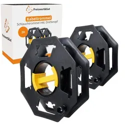 2x Leere Kabelaufroller inkl. Drehknopf – Kabeltrommel & Schlauchtrommel für CEE-Kabel Gartenschlauch Seile für Camping