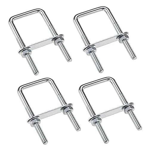 Produktbild duoyif U-Schrauben M6 4Stück M6 50mm x 80mm Bolzen U Bügelschrauben, Vierkant U-Bolzen Edelstahl, Bügelbolzen Mit Muttern Rahmenplatte Runde Unterlegscheiben, U Bolzen Für Rohr Durchmesser Unter 50mm
