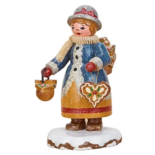 Hubrig Volkskunst Dekofigur Winterkinder Pfefferküchlerin (7cm) - Weihnachtsdörfer, handgefertigte Dekofigur aus hochwertigem Material, perfekt für eine festliche Dekoration und als Geschenk.