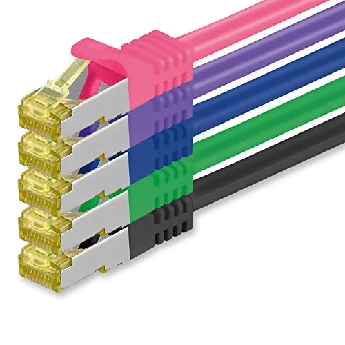 1CONN 5x 0.5 M - CAT-7 Cat.7 Netzwerk-Kabel, Ethernet, Lan & Patch Kabel RJ-45 SFTP 10GB/s - 5 Farben 02