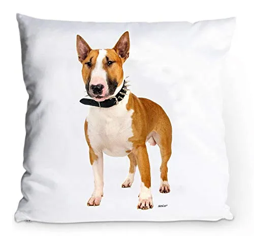 AdriLeo Kissenbezug 40x40cm Bullterrier (braun/weißes Fell)
