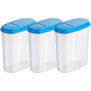 Kigima Schüttdose blau, aus Kunststoff, Set, 2 Liter, mit Klappdeckel, 3 Stück