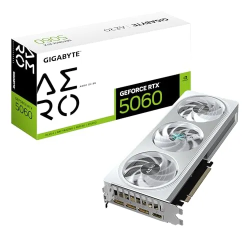 Gigabyte GeForce RTX 5060 AERO OC 8G - Leistungsstarke Gaming Grafikkarte - Grafikkarten mit 8 GB GDDR6-Speicher, ideal für flüssiges Gaming und beeindruckende Grafikqualität.