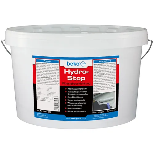 Hydro-Stop Flüssigbeschichtung 7 kg Eimer - Hochflexible Dichtlösung - Baumaterial für witterungsbeständige Abdichtungen, ideal für Reparaturen im Dachbereich und selbstnivellierend für Bodenbeschichtungen.