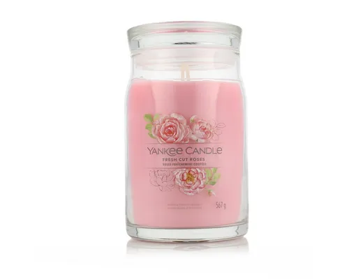 Yankee Candle Fresh Cut Roses 567 g - Accessoires: Duftkerze mit dem frischen Aroma von Rosen, perfekt für eine romantische Atmosphäre und entspannende Momente.