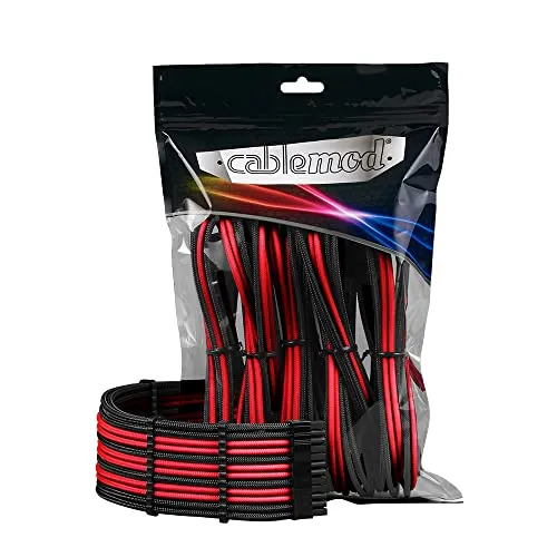 CableMod PRO ModMesh 12VHPWR Cable Extension Kit - schwarz/rot - Netzteile für PC, bietet eine hochwertige Verlängerung für 12VHPWR-Anschlüsse mit modischem Design und hervorragender Leistung.