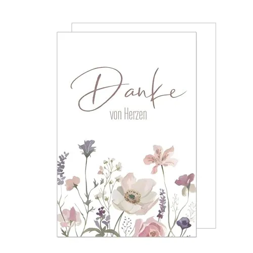 Edition Seidel Premium XXL Maxi Dankeskarte mit Umschlag Format DIN A4. Grußkarte Klappkarte Karte Danksagung Danke Vielen Dank Dankeschön Dankbarkeit Mann Frau Blumen (A4-D1000)
