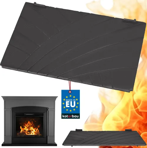KOTARBAU® Kamin Rückwand 47 x 31,5 cm Kaminplatte aus Gusseisen für Kamineinsatz Dekorplatte Ofenplatte Hitzebeständig & Dekorativ Anthrazit Zickzack Muster