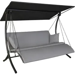 Angerer Hollywoodschaukel Luxus Zip Granit - Gartenmöbel: Bequeme Hollywoodschaukel für bis zu 3 Personen, mit verstellbarem Dach und komfortablen Kissen – ideal für entspannte Stunden im Freien.