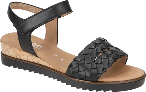 Gabor Damen Keilsandalen - Leichte Mehrweite (G) für optimalen Komfort - Wanderschuhe mit flachem Keilabsatz, ideal für lange Sommertage. Bequemes Textil-Obermaterial und Klettverschluss sorgen für perfekten Halt.