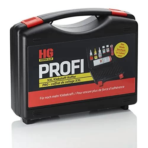HG POWER GLUE XXL Profi Klebstoff Koffer - Klebstoffset für Kunststoffe, Metall, Stein, Keramik und mehr – inklusive Cleaner, Primer und Aktivator für optimale Ergebnisse.