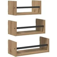 vidaXL Wandregal-Set 3-Tlg Artisan-Eiche 40x16x14cm Holzwerkstoff 882788
