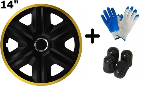 Radkappen Radzierblenden Radblenden 4x Stück Fast Lux Gold Schwarz NRM 14