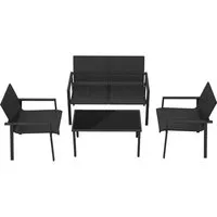 COSTWAY 4-tlg. Polyrattan Gartenmöbel Set für 4 Personen - Elegante Sitzgruppe mit 2 Stühlen, Bank & Tisch aus langlebigem, lichtbeständigem Rattan. Ergonomisches Design für hohen Komfort und stabiler Metallrahmen für langanhaltende Nutzung. Ideal für Garten und Terrasse.