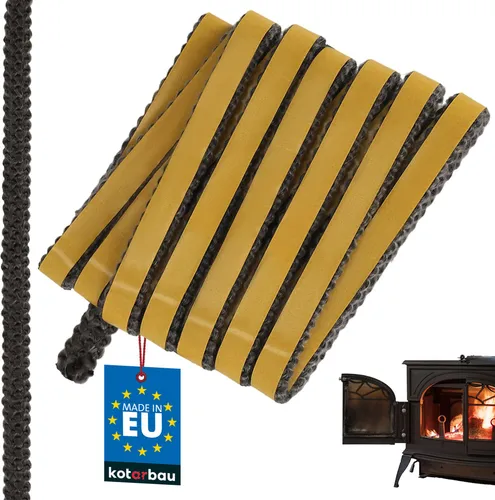 KOTARBAU® Kamin Dichtband Selbstklebend 12 x 4 mm Glasfaser Dichtungsband für Kaminofen 2,5 m Kamindichtung Ofendichtband Hitzebeständig Schwarz