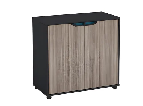 Sideboard Kompakt in Holzoptik Braun Schwarz – Modernes Stauraumwunder - Stylisches Sideboard mit 2 Schubladen, ideal für Büro oder Arbeitszimmer. Maße: 80 x 40 x 75 cm, robustes Holz, modernes Design für optimalen Stauraum.