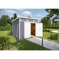 Weka Holz-Gartenhaus 264 Pultdach - Modernes Design und einfache Montage - Holz-Gartenhaus mit 6,17 m² Grundfläche, ideal für die Aufbewahrung. Lasiert für natürlichen Look, robust mit 21 mm Wandstärke und einfache Montage dank Steck-Schraubsystem.