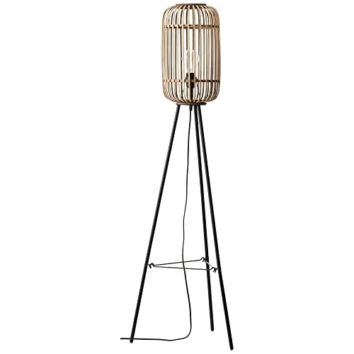 Brilliant Stehlampe Woodrow – Dreibeinige Bambuslampe im Boho-Stil - Stehleuchten aus Bambus, 130 cm hoch, bringt warmes, natürliches Flair in Ihre Räume. Ideal für den Indoor-Bereich, ohne Leuchtmittel, mit praktischem Fußschalter.