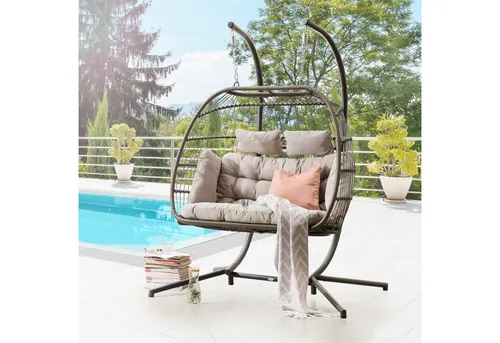 Destiny Hängestuhl COCO DOUBLE RELAX für 2 Personen - Hängesessel aus Aluminium und Polyester, belastbar bis 159 kg, ideal für entspannte Stunden im Freien mit bequemer Polsterauflage.