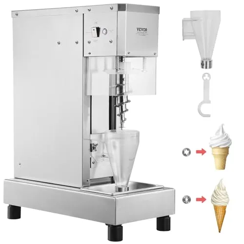VEVOR Eiscreme-Mixer - Kommerzielle Eiscreme-Maschine aus Edelstahl - Eismaschine mit 750W Leistung, ideal für kontinuierliche Eisproduktion in Gastronomiebetrieben. Robuste Edelstahlkonstruktion für Langlebigkeit und einfache Reinigung.