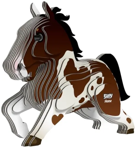 EUGY 650134 Pferd, 3D Tier-Puzzle für Kinder und Erwachsene zum Zusammenbauen, DIY Tierfigur, Bastelset ab 6 Jahren