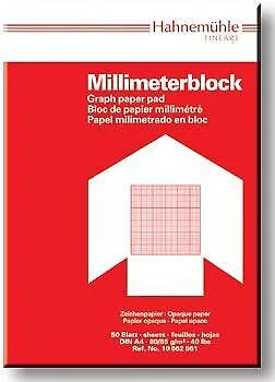 Hahnemühle 10662561 Millimeter - A4 Block mit 50 Blatt, 80 g/m², ideal für präzise Zeichnungen und Skizzen
