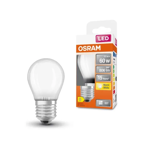 Osram LED Filament Leuchtmittel Tropfen 7W =60W E27 matt 806lm FS warmweiß 2700K