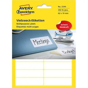 AVERY Zweckform Etiketten 3340 weiß 62,0 x 19,0 mm, 392 Etiketten