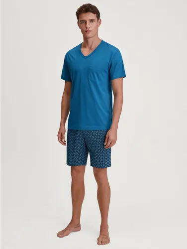 CALIDA Relax Imprint Kurz-Pyjama Herren - Bequemer Kurz-Pyjama aus 100% Baumwolle, pflegeleicht und formstabil. Ideal für entspannte Nächte mit klassischem Design und praktischer Brusttasche.
