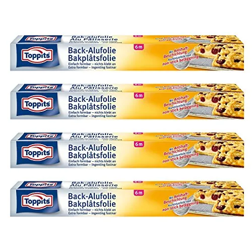 Toppits Back-Alufolie (6m x 37cm), 4er Pack (4 x 6 Meter) von Toppits