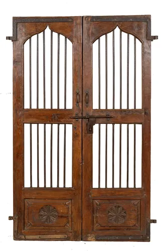 Massivholztür mit Eisenbeschlägen für Innen und Außen von Biscottini