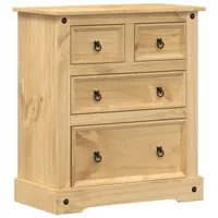 vidaXL Kommode Corona 80x43x91 cm - Massivholz Kiefer - Kommode aus massivem Kiefernholz mit 4 Schubladen für optimalen Stauraum. Zeitloses Design und pflegeleicht, ideal für jeden Wohnraum.
