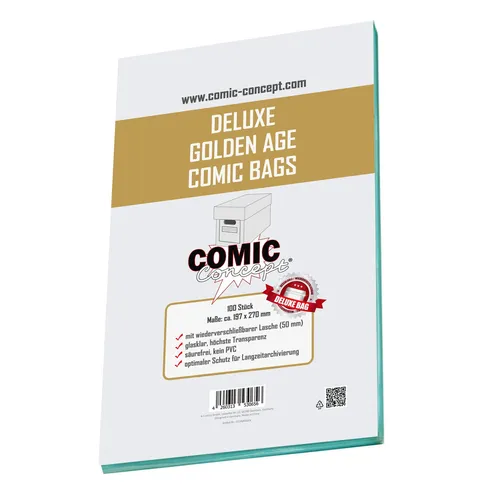 Comic Concept Deluxe Golden Age Comic Bags (197 x 270 mm) 100 Hüllen mit Lasche