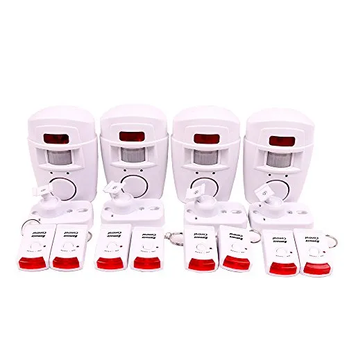 WER Weitwinkel Funk Bewegungsmelder, Haussicherheit, Sommergarage, Lagerhaus, Wohnwagen Alarmanlage, Batterieversorgung mit 2 x Fernbedienung