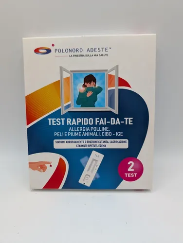 ADESTE TEST ALLERGIE – Allergietest für zuhause, IgE-Schnelltest mit 2 Tests - Praktischer Allergietest für zuhause zur Bestimmung des IgE-Spiegels aus einer Blutprobe. Ergebnis in nur 10 Minuten. Ideal für Kinder und Erwachsene, einfach anzuwenden!