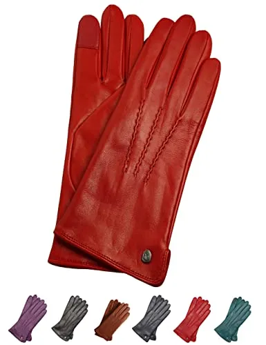 AKAROA ESTD 2019 Lederhandschuhe Damen ANN in rot von Akaroa