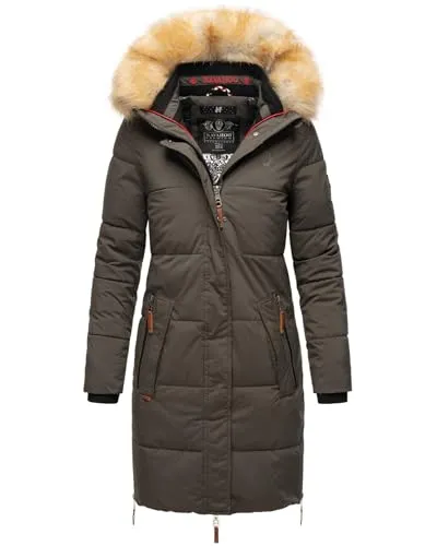 Navahoo Warmer Damen Winter Stepp Mantel B803 - Funktionsjacke mit abnehmbarem Kunstfellkragen, warm gefütterter Kapuze und Fleece-Taschen für kuschelige Wärme an kalten Tagen.