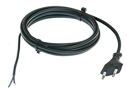 as - Schwabe Euro-Anschlussleitung - 1,5 m Anschlussleitung H03VVH2-F 2x0,75mm – Euroflachstecker mit Leitung – Anschlusskabel 30 mm abgemantelt mit Aderendhülsen – Stromkabel IP20 - Schwarz, 70642