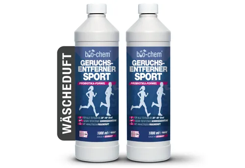 bio-chem Textilerfrischer Geruchsentferner Sport 1 L - Probiotischer Waschzusatz - Textilerfrischer für Sportkleidung, beseitigt unangenehme Gerüche tiefenwirksam mit probiotischer Formel – für hygienisch frische Wäsche bei jeder Wäsche!