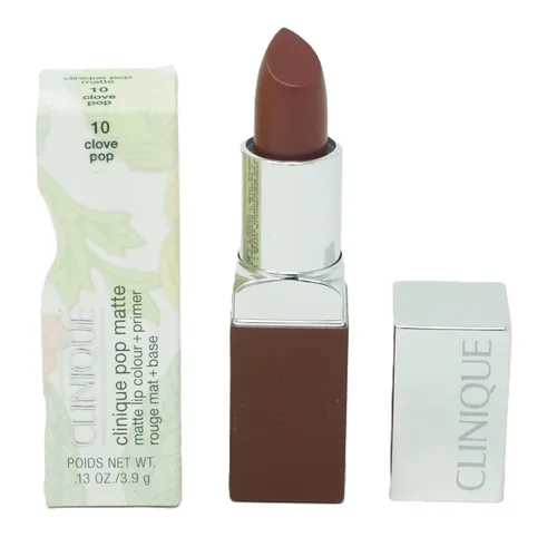 Clinique Pop Matte Lip Colour + Primer 10 Clove Pop 3,9g - Langanhaltender Lippenstift mit integriertem Primer für ein mattes Finish. Ideal für strahlende Farben und geschmeidige Lippenpflege.